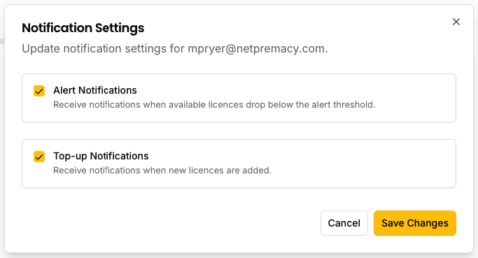 Edit notifications settings