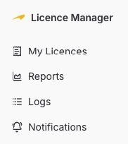 Licence Manager navigation